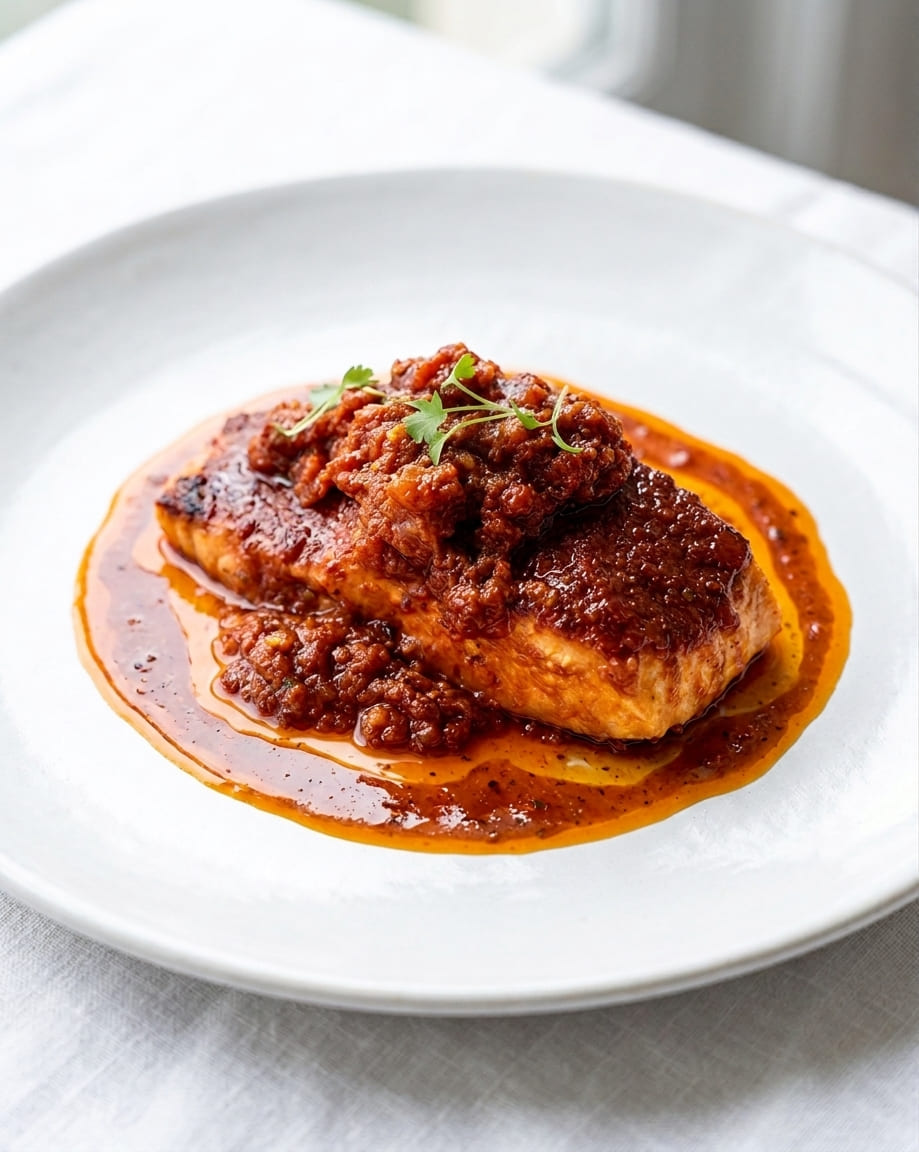 Pavé de saumon, sauce orientale